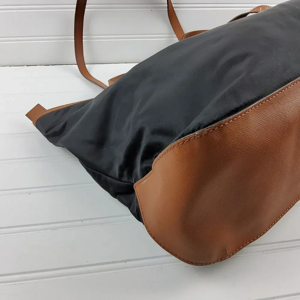 Michael Kors MK Nylon Tote Shoulder Handbag Purse Black